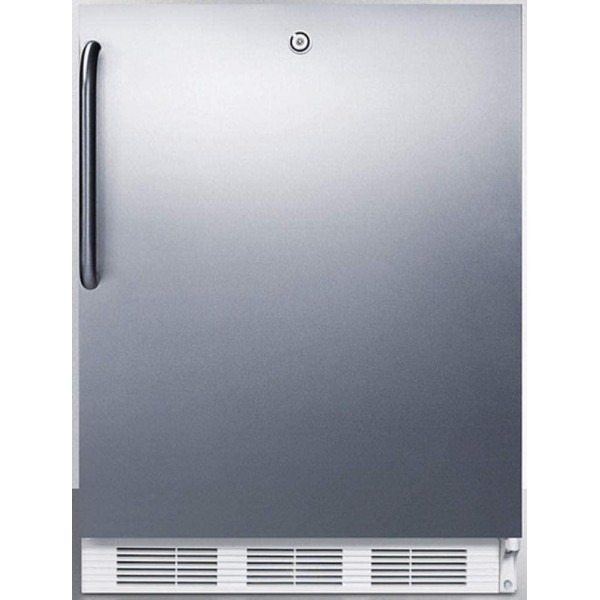 Summit Appliance CT66LWBISSTBADA ADA Compliant Built-in Undercounter Refrigerator-Freezer with Lock, Dual Evaporator Cooling, Stainless Steel Door, Towel Bar Handle and White Cabinet