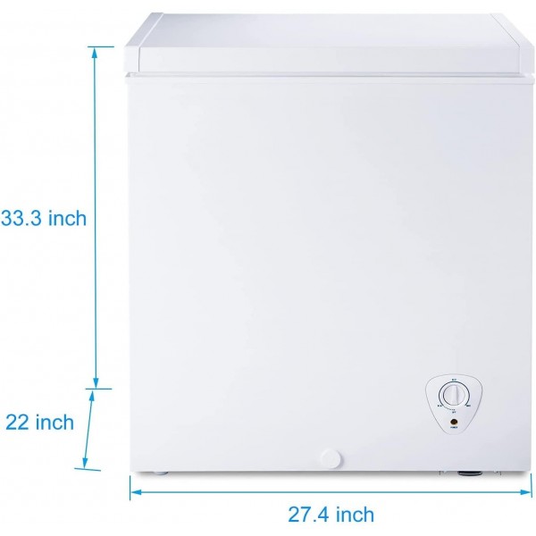 Deep Freezer SMETA Chest Freezer 5.5 Cu. Ft Thermostat Control, Freezer Chest with Removable Baskets, Small Chest Freezer Quite Compact Freezer for Apartments in White