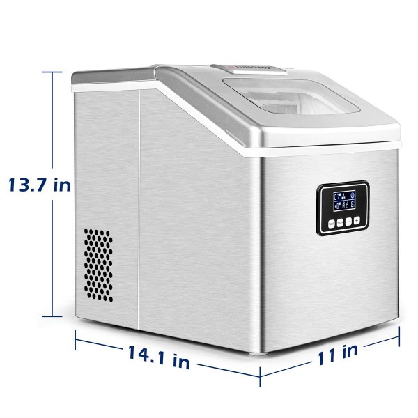 Euhomy Ice Maker Machine Countertop, 40Lbs/24H Auto Self-Cleaning, 24 pcs Ice Cube in 13 Mins, Portable Compact Ice Cube Maker, with Ice Scoop & Basket, Perfect for Home/Kitchen/Office/Bar (Silver)