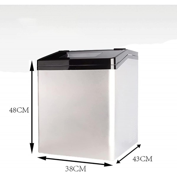Teerwere Ice Maker Machine Ice Maker Commercial Milk Tea Shop Small Stainless Steel Ice Maker Household Automatic (Color : Silver, Size : 38x48x43CM)