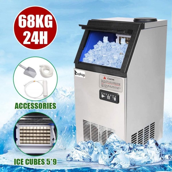 RPA Kitchen Commercial Ice cube Maker Machine, 150lbs/24H under counter ice making machine with 24lbs Ice Storage Capacity, Stainless Steel Ice cube maker Perfect For Home/Office/Bar/Coffee Shop