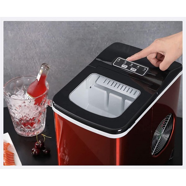 Teerwere Ice Maker Machine Ice Maker Small Mini Fully Automatic Fast Ice Cube Making Home Bar KTV (Color : Red, Size : 22.2x31.3x32cm)