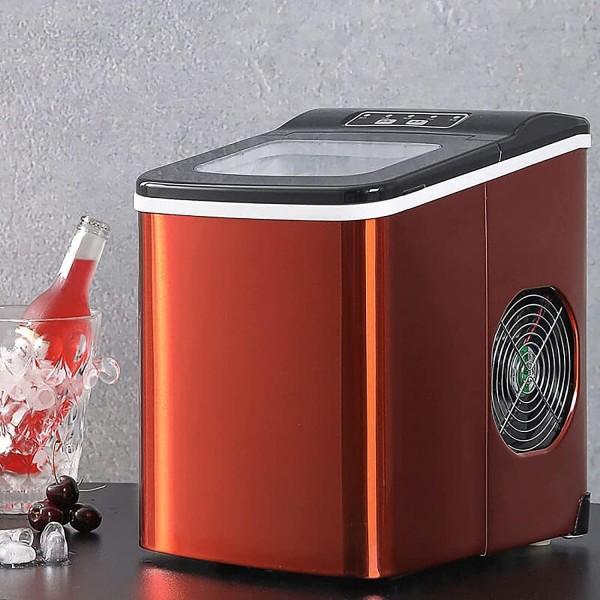 Teerwere Ice Maker Machine Ice Maker Small Mini Fully Automatic Fast Ice Cube Making Home Bar KTV (Color : Red, Size : 22.2x31.3x32cm)