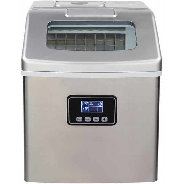 NC ZOKOP HZB-18F/120W/40Lbs/115V/60Hz Stainless Steel Household Ice Maker Silver