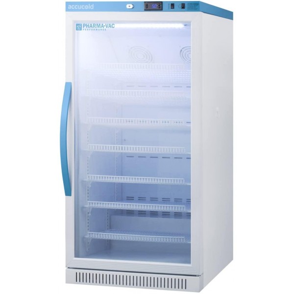 Summit Appliance ARG8PV Pharma-Vac Performance Series 8 Cu.Ft. Upright Commercial Vaccine All-refrigerator with Glass Door, Automatic Defrost, Digital Thermostast and White Cabinet