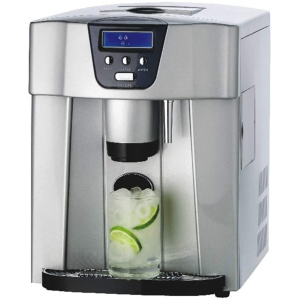 Ice makers Lxn 2 in 1 Commercial Ice Maker Machine With Water Dispenser- Products 33lbs Daily-Ice Cubes ready in 8 Minutes-Bullet type round ice and 1.3 lb Ice Storage- Silver