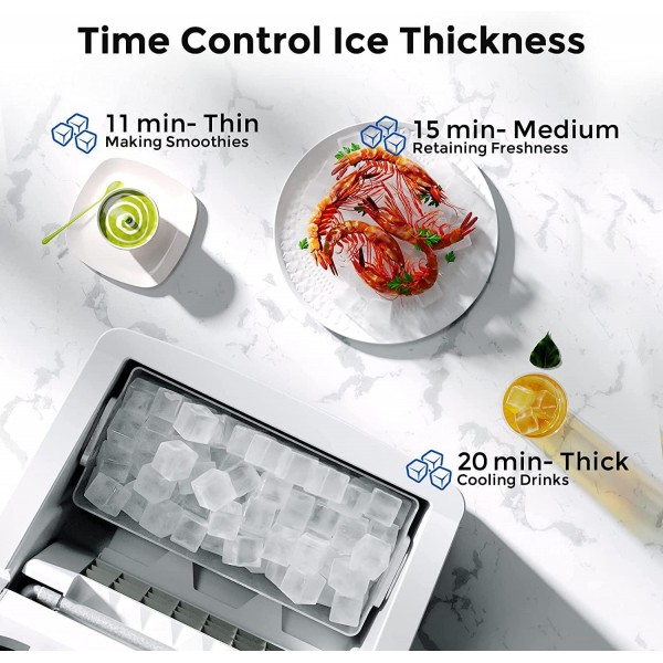 Automatic Self-Cleaning Ice Maker Machine Countertop, 40Lbs/24H, 24pcs in 13 Mins, Portable Compact Ice Maker with Ice Scoop& Basket, Stainless Steel, Perfect for Home/Kitchen/Office/Bar, Black