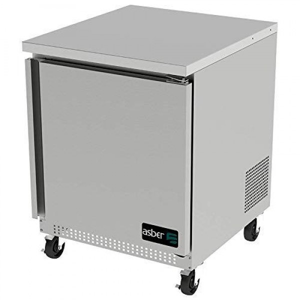 Asber AUTF-27 27-Inch Single-Door Undercounter Reach-in Freezer, with 6.4-Cubic Feet, Stainless Steel, 115v