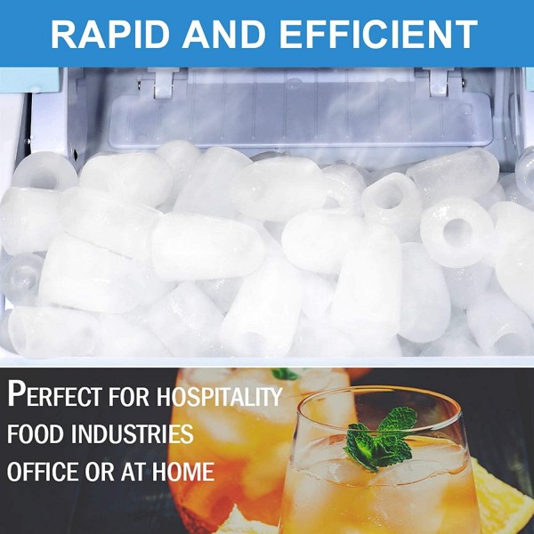 YJJT Ice Maker for Freezer Blue 12 Inches - Countertop Ice Maker Machine - Compact Portable Ice Machines Nugget, Rapid, 26 Lbs in Ice 24 Hrs & 2 Size (S/L)