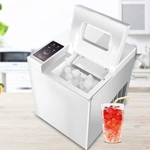 HSTFⓇ Ice Machine Desktop, 24 Hours 15 kg ice, 8-10 Minutes ice, LED Display, 1.3 Liter Capacity, Small/Large 2nd ice Block Selection, no Pipeline Required