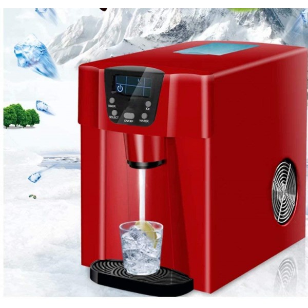 HSTFⓇ Ice Cube Machine • Ice Machine • LED Lighting • 16 kg per 24 Hours • 2 liters • 6-10 Minutes • Quiet • High Performance Compressor • Soft Touch Control • Red