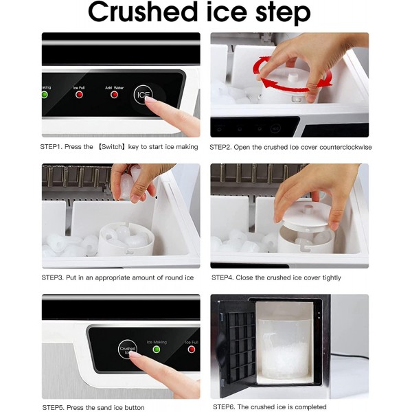 400W 35KG/24H 2 in 1 Compact Ice Makers, Commercial Ice Cube Machine, Stainless Steel Shaved Ice Maker, CE FCC
