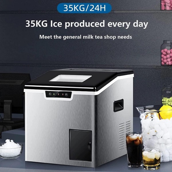 Self-Cleaning Ice Maker Machine Countertop 18pcs In 8 Mins Portable Compact Ice Maker With Ice Scoop& Basket Stainless Steel Perfect For Home/Kitchen/Office/Bar Silver