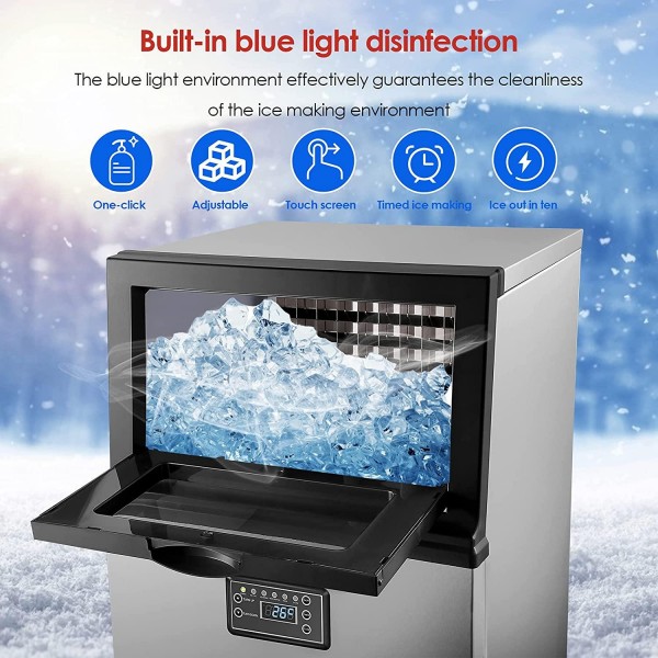Vogvigo Commercial Ice Maker,100LBS/24H,30LBS Storage Capacity,36 Ice Cubes Ready within 20 Mins Stainless Steel Freestanding Ice Machine for Home/Office/Restaurant/Bar/Coffee Shop