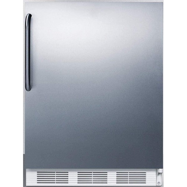 Summit Appliance CT661WBISSTBADA ADA Compliant Built-in Undercounter Refrigerator-Freezer for Residential Use, Cycle Defrost with Stainless Steel Wrapped Door, Towel Bar Handle and White Cabinet