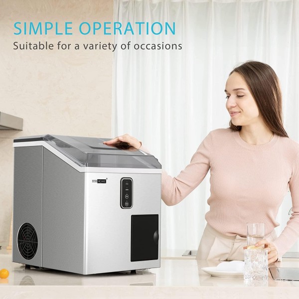 VIVOHOME 2 in 1 Electric Portable Compact Countertop Automatic Ice Maker and Shaver Machine 33lbs/day with Electric Portable Compact Countertop Automatic Ice Cube Maker Machine 26lbs/day Red
