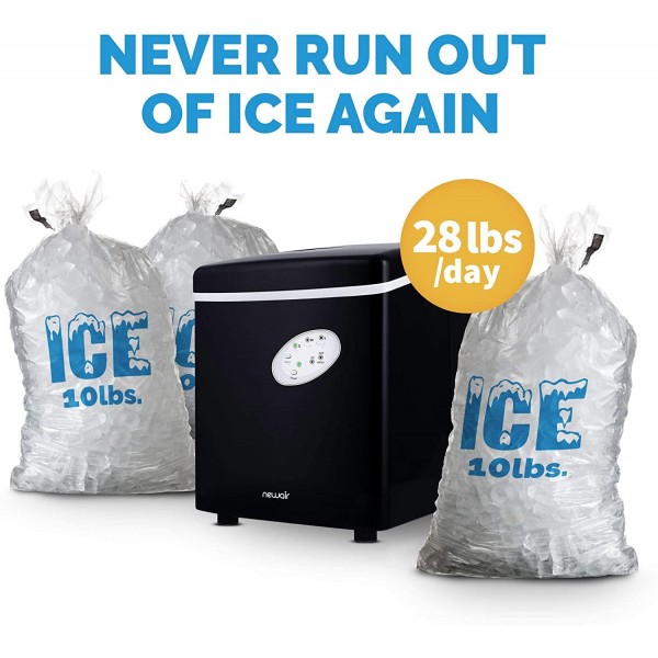 Newair Counter Top Ice Maker Machine (Black), Compact Automatic Ice Maker, Cubes Ready in 6 Minutes, 28 Pounds In 24 Hours - Perfect For Home/Kitchen/Office/Bar AI-100BK