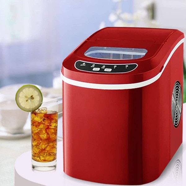 GaoFan Ice Maker Machine Portable, on 15Kg Ice / 24 H 2.2 L Tank CounterTop Electric Ice Machine Silent Easy Operati Perfect for Parties Mixed Drinks,Red