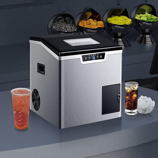 Teerwere Ice Maker Machine Ice Maker Commercial Coffee Shop Ice Cube Making Small Household Automatic Crushing Ice Integrated (Color : Gray, Size : 37.5X39.5X42cm)
