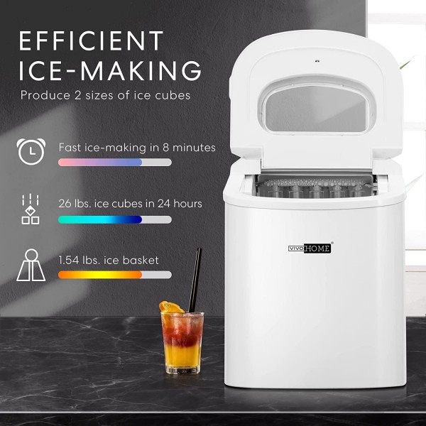 VIVOHOME Electric Portable Compact Countertop Automatic Ice Cube Maker Machine with Electric Portable Compact Countertop Automatic Ice Cube Maker Machine with Self Cleaning Function and Scoop