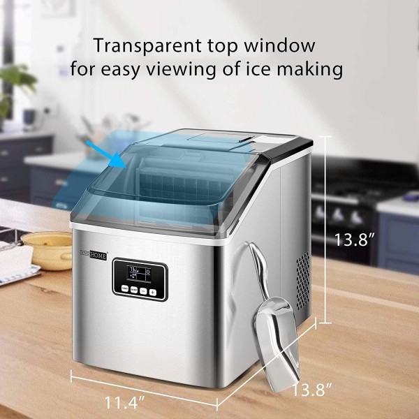 VIVOHOME Electric Portable Compact Countertop Automatic Ice Cube Maker Machine with Electric Portable Compact Countertop Automatic Ice Cube Maker Machine with Self Cleaning Function and Scoop