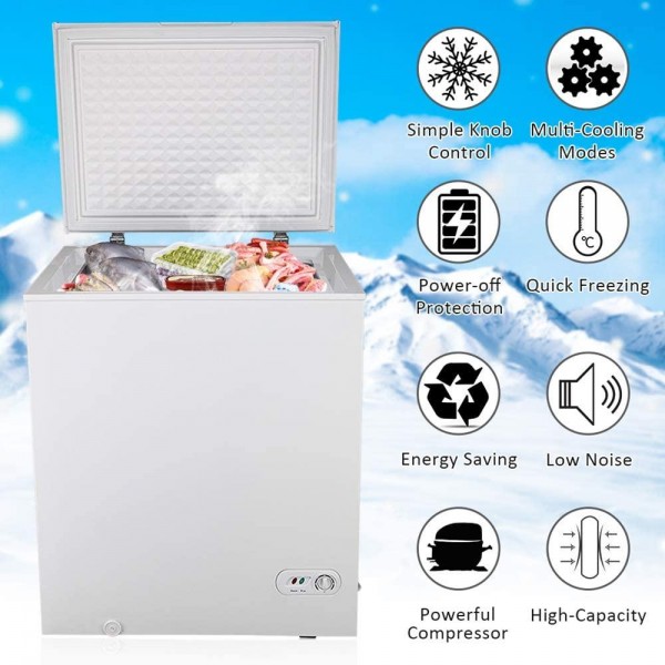 AC115V / 60Hz 143L / 5.0 CU.FT single door horizontal freezer white