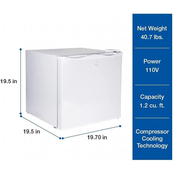 Koolatron Compact Upright Freezer with Compressor Cooling Technology, 1.2 Cubic Feet Chest Freezer - Ideal for Apartment, Condo, Office, RV, Cabin, Small Kitchen - White