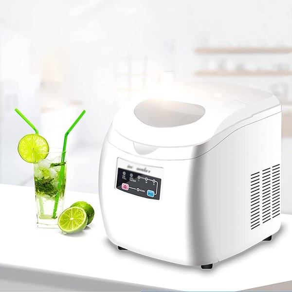 Teerwere Ice Maker Machine Fully Automatic Home Ice Maker Dormitory Office Kitchen Small Ice Maker (Color : White, Size : 36x29.6x33.7cm)