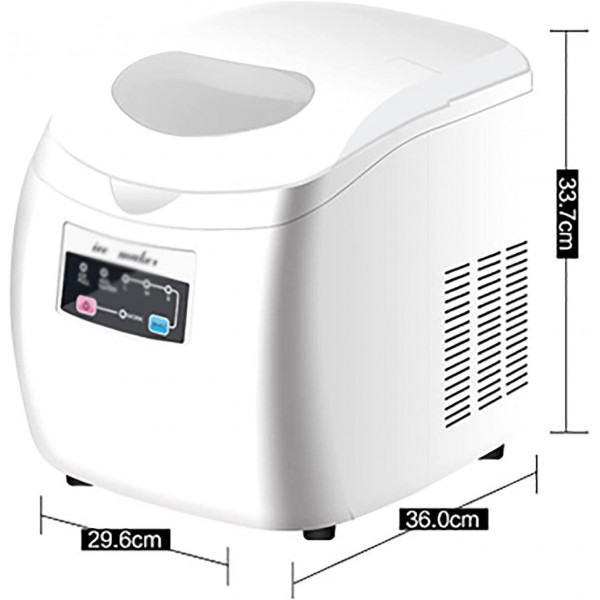 Teerwere Ice Maker Machine Fully Automatic Home Ice Maker Dormitory Office Kitchen Small Ice Maker (Color : White, Size : 36x29.6x33.7cm)