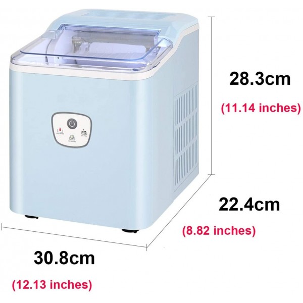YJJT Desktop Countertop Ice Maker with Ice Basket - Professional Ice Machines - Blue Ice Cube Maker for Smoothies, Cold Drinks, Iced Food, for Home, Office, Kitchen, Bar, 30x22x28cm