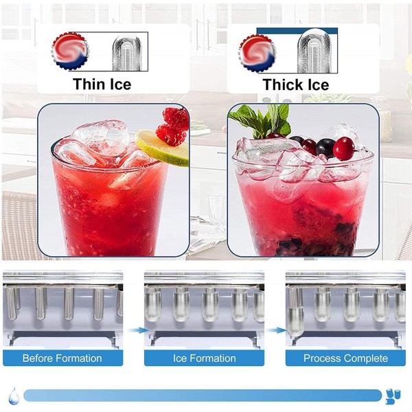 YJJT Desktop Countertop Ice Maker with Ice Basket - Professional Ice Machines - Blue Ice Cube Maker for Smoothies, Cold Drinks, Iced Food, for Home, Office, Kitchen, Bar, 30x22x28cm