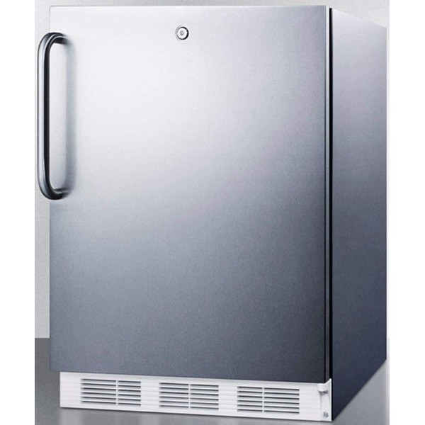 Summit Appliance CT66LWCSSADA ADA Compliant Built-in Undercounter Refrigerator-Freezer for General Purpose Use with Lock, Dual Evaporator Cooling, Cycle Defrost and Wrapped Stainless Steel Exterior