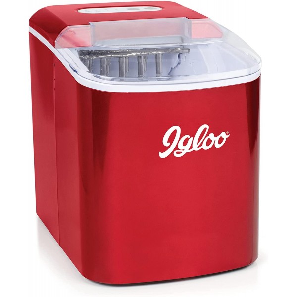 Igloo ICEB26RR Automatic Portable Electric Countertop Ice Maker Machine, 26 Pounds in 24 Hours, 9 Ice Cubes Ready in 7 minutes,Perfect for Water Bottles, Mixed Drinks Red Limited Edition