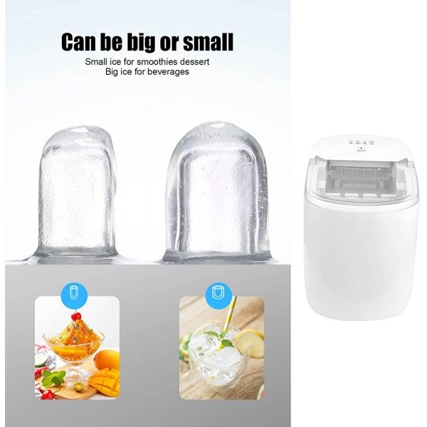 Portable Ice Maker for Countertops, LED Indicator Display Compact Ice Maker with Thickened Foam Layer, See-through Lid Electric Ice Maker with Ice Scoop Detachable Ice Storage Box for Home Bar
