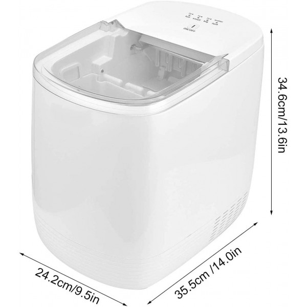 Portable Ice Maker for Countertops, LED Indicator Display Compact Ice Maker with Thickened Foam Layer, See-through Lid Electric Ice Maker with Ice Scoop Detachable Ice Storage Box for Home Bar