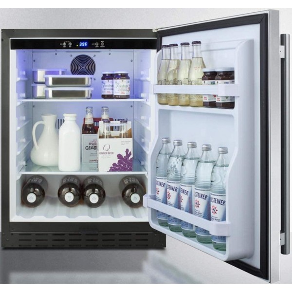 Summit Appliance AL55CSS Built-in Undercounter ADA Compliant All-refrigerator with Stainless Steel Door and Cabinet, Door Storage, Professional Handle, Interior Lighting, Lock and Digital Controls