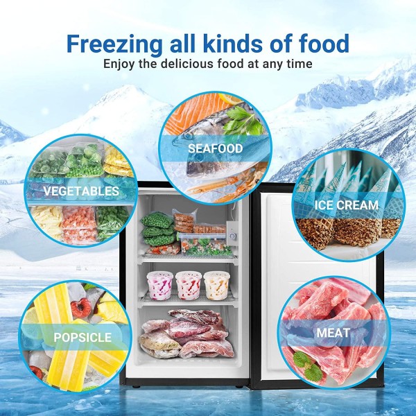 Artidy Compact Upright Freezer with Reversible Single Door, 7 Adjustable Thermostat Control for Home, Office, Dorm, 3.0 cu.ft. Black