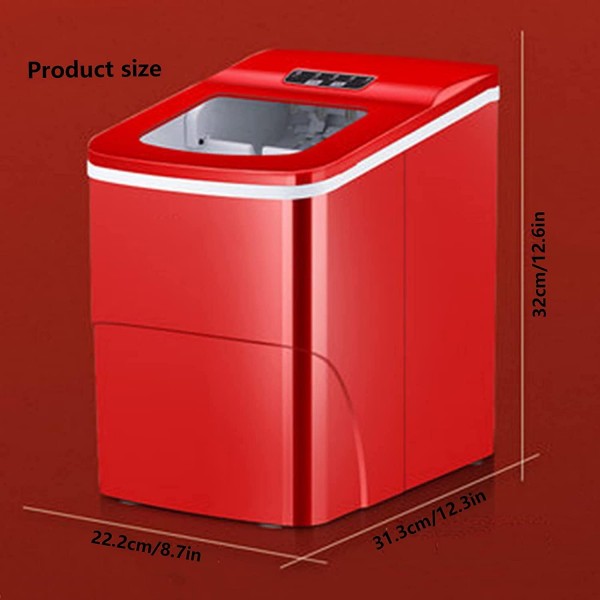 Portable Ice Maker Machine For Countertop Portable Compact Ice Cube Maker With Ice Scoop & Basket Perfect For Home/Kitchen/Office/Bar Black Red (Color : Black)
