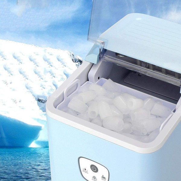YJJT Ice Makers Countertop Portable - Ice Machine for Home Camp Party - Ice Cube Maker Quiet Refrigeration, Blue, 12 Inches, Perfect for Home, Kitchen, Office, Bar