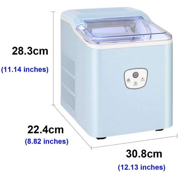 YJJT Ice Makers Countertop Portable - Ice Machine for Home Camp Party - Ice Cube Maker Quiet Refrigeration, Blue, 12 Inches, Perfect for Home, Kitchen, Office, Bar