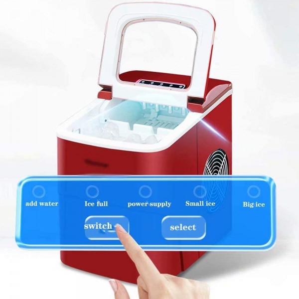 HSTFⓇ Ice Cube Machine • Ice Maker • 15kg / 24h • 105W • 2 Cube Sizes • 6-13min Prep Time •2L Tank • LCD Display • Self Cleaning