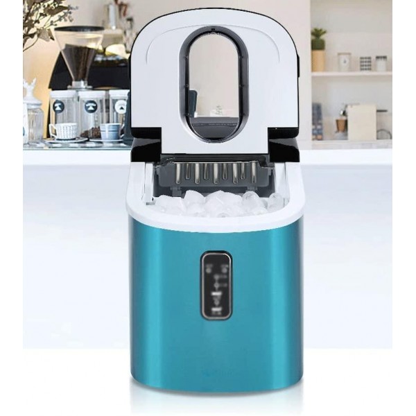 CDQYA Ice Maker Mini Small Commercial Household Ice Maker Milk Tea Shop Blue Stainless Steel Ice Maker Bar Coffe Shop