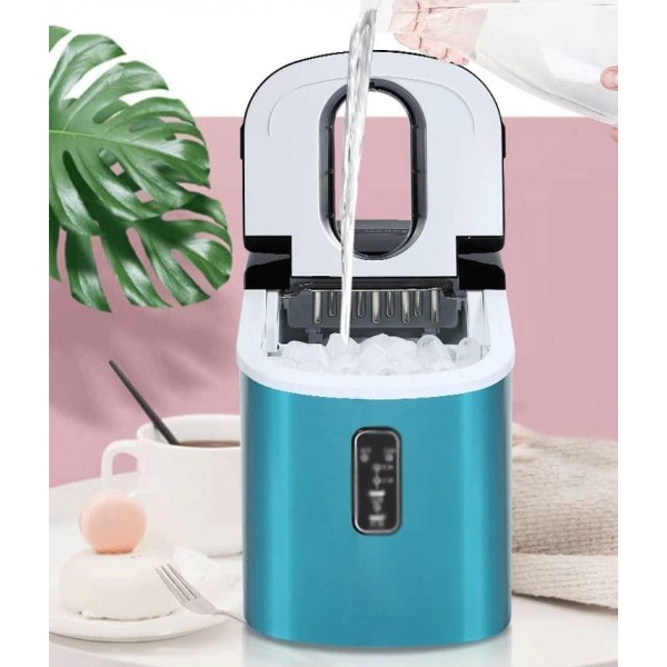 CDQYA Ice Maker Mini Small Commercial Household Ice Maker Milk Tea Shop Blue Stainless Steel Ice Maker Bar Coffe Shop