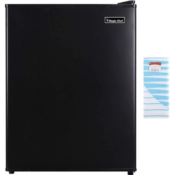 Magic Chef 2.4 Cu Ft Mini All-Refrigerator, Black with Free Kitchen Towel