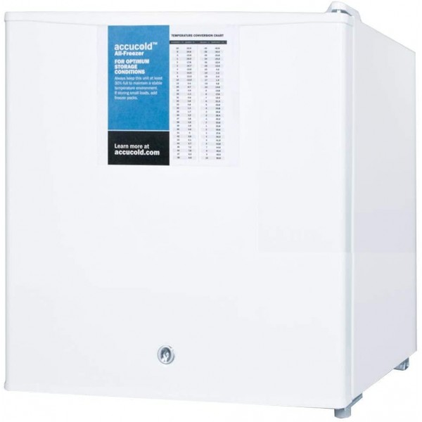 Summit Appliance FS24LPRO Accucold Compact All-Freezer, Factory-installed Probe Hole, Factory Installed Keyed Lock, 1.4 cu.ft Capacity, Manual Defrost, Magnetic Door Gasket, Removable Shelf