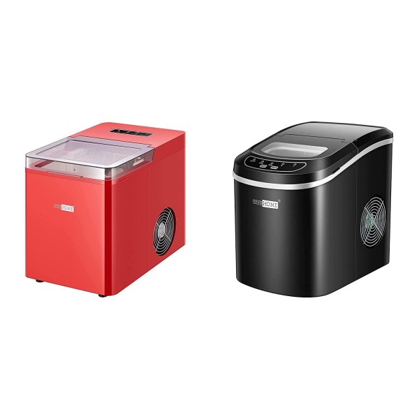 VIVOHOME Electric Portable Compact Countertop Upgrade Automatic Ice Cube Maker Machine with Visible Window and Hand Scoop Red 26lbs/Day with Ice Cube Maker Machine 26lbs/Day Black