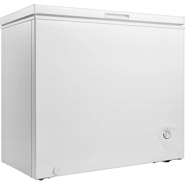 Midea MRC070S0AWW Chest Freezer, 7.0 Cubic Feet, White & Rubbermaid FGR80DC Refrigerator Freezer Cooler Fridge Thermometer, Classic Large Mechanical Dial, Chrome