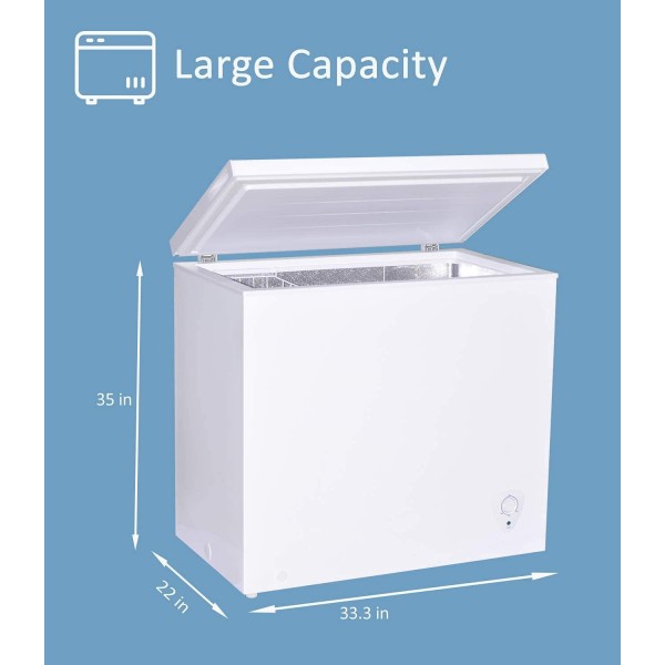 Techomey Chest Freezer 7 CU. FT, Free-Standing Top Open Door, Deep Freezer with Adjustable Thermostat Control&Removable Baskets, White