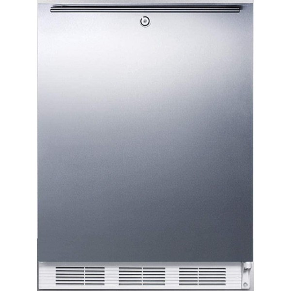 Summit Appliance CT66LWSSHHADA ADA Compliant Freestanding Refrigerator-Freezer with Lock, Dual Evaporator Cooling, Cycle Defrost, Lock, Stainless Steel Door, Horizontal Handle and White Cabinet
