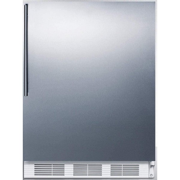 Summit Appliance FF61WBISSHVADA ADA Compliant Built-in Undercounter All-refrigerator for Residential Use with Auto Defrost, Stainless Steel Wrapped Door, Professional Thin Handle & White Cabinet